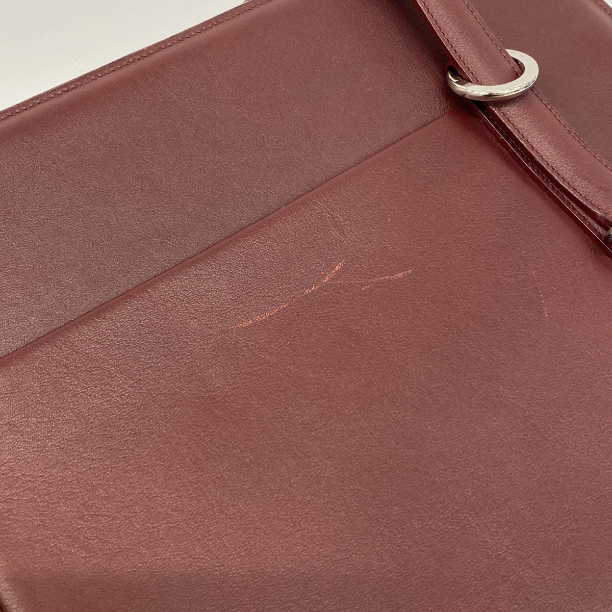 【6ec1795】カルティエ トートバッグ カボション レザー ボルドー シルバー金具【中古】レディース