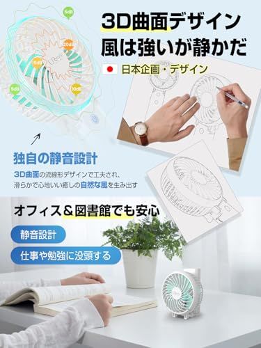 ハンディファン 携帯扇風機 強力【20dB静音・強力送風・5200mAh】 手持ち扇風機 静音 ハンディ扇風機小型 USB扇風機 Type-C 最大35時間動作 6段階風量調節 折りたたみ 手持ち クリップ 首掛け 卓上 おしゃれ 熱中症対策 暑さ対策 アウト