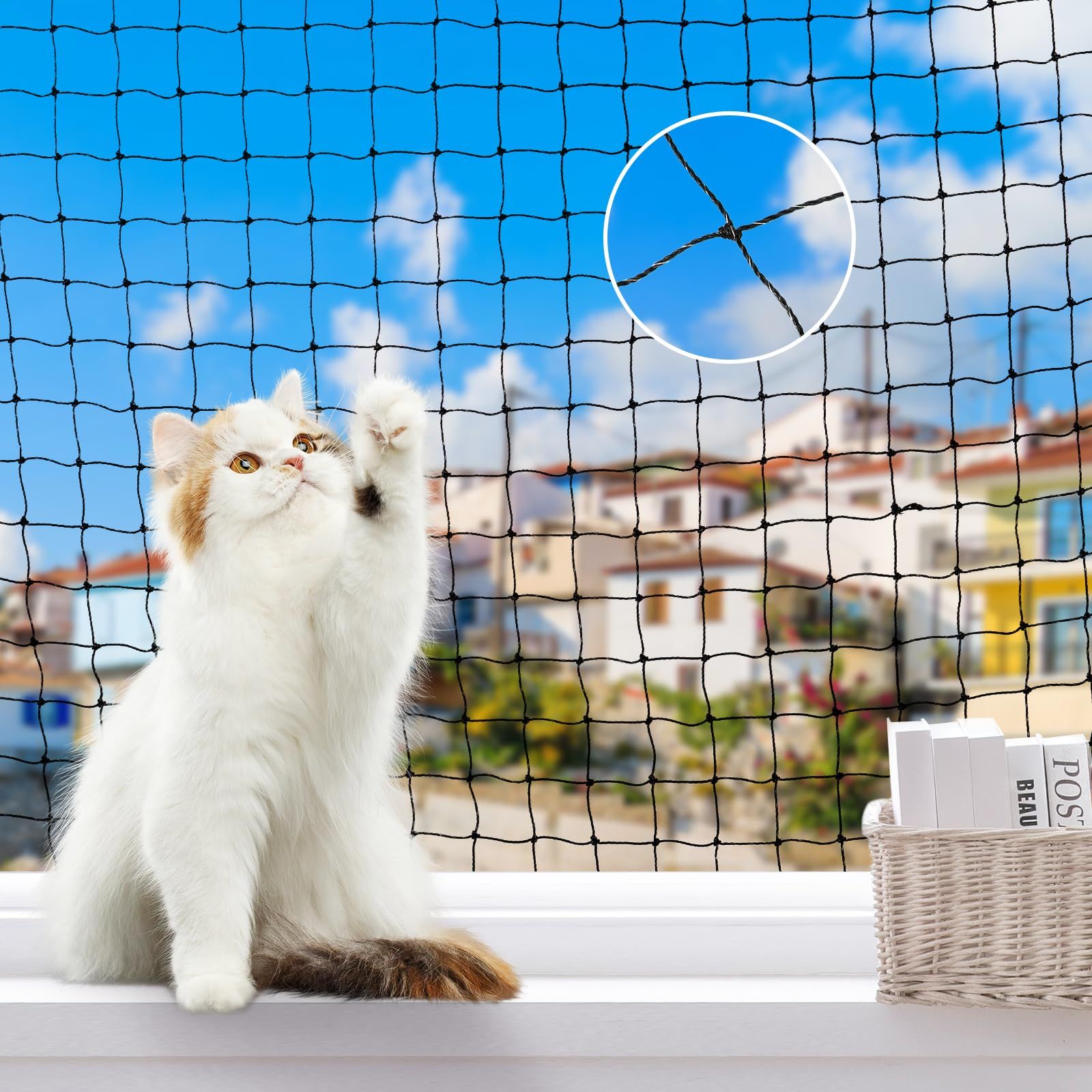 脱走防止ネット Pawaboo 猫 犬 ベランダ 脱走対策 落下防止 フェンス ペット用網戸 3×8m 鳥よけネット ステンレス 強化樹脂 目合い30mm 転落防止 家庭菜園 猫脱走防止網 防鳥ネット 小動物侵入防止 犬 子供 ブラック