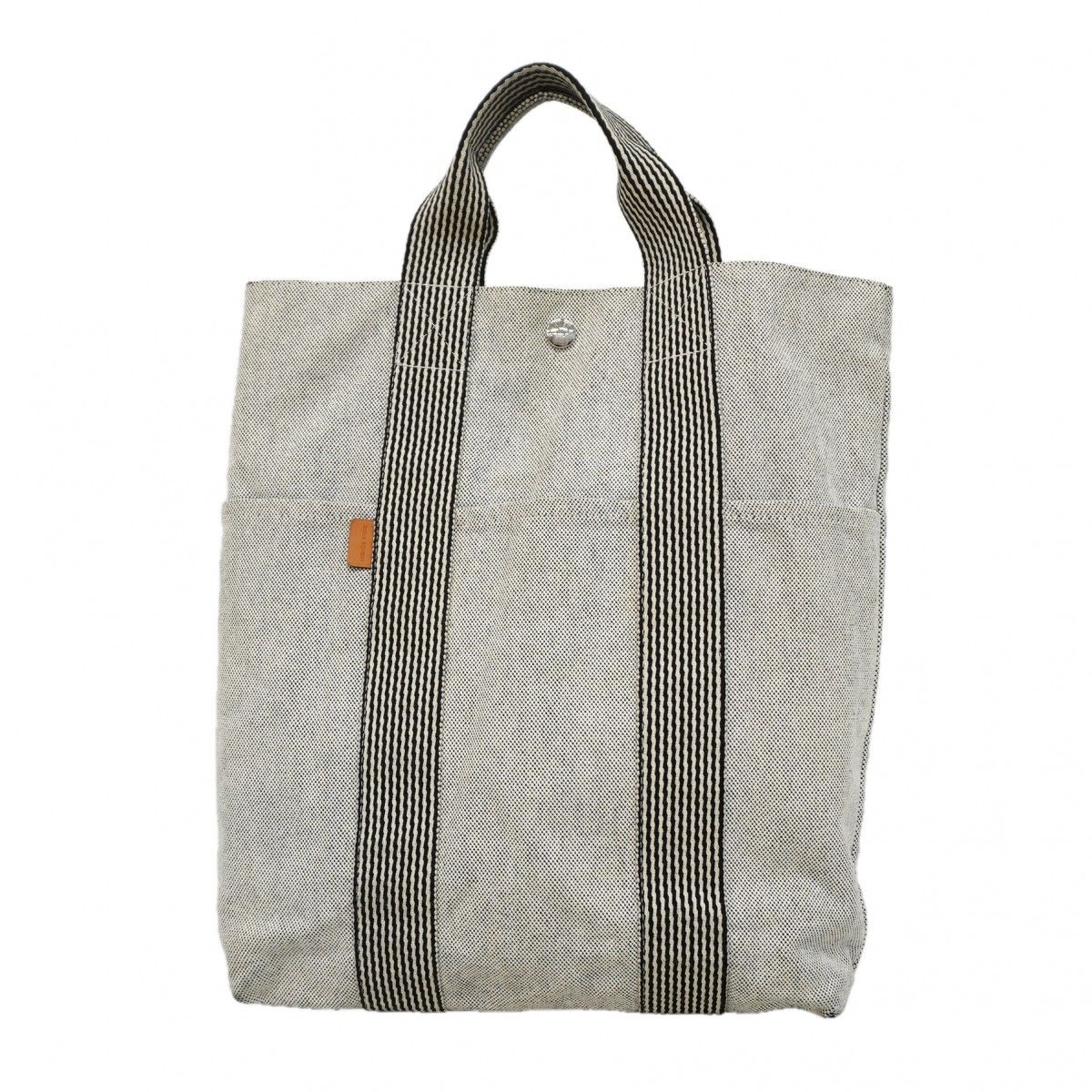 【6ec2002-k】エルメス トートバッグ ニューフールトゥ キャンバス グレー シルバー金具【中古】メンズ レディース ユニセックス