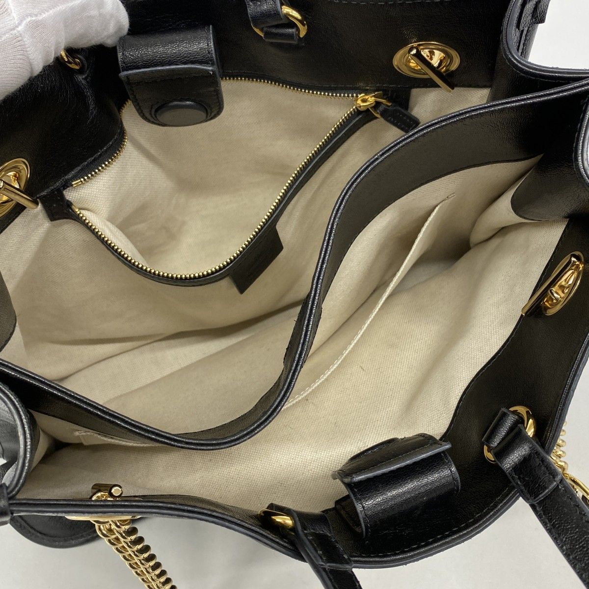 【6ec2011-k】グッチ トートバッグ ホースビット 621144 レザー ブラック ゴールド金具 2wayバッグ【中古】レディース