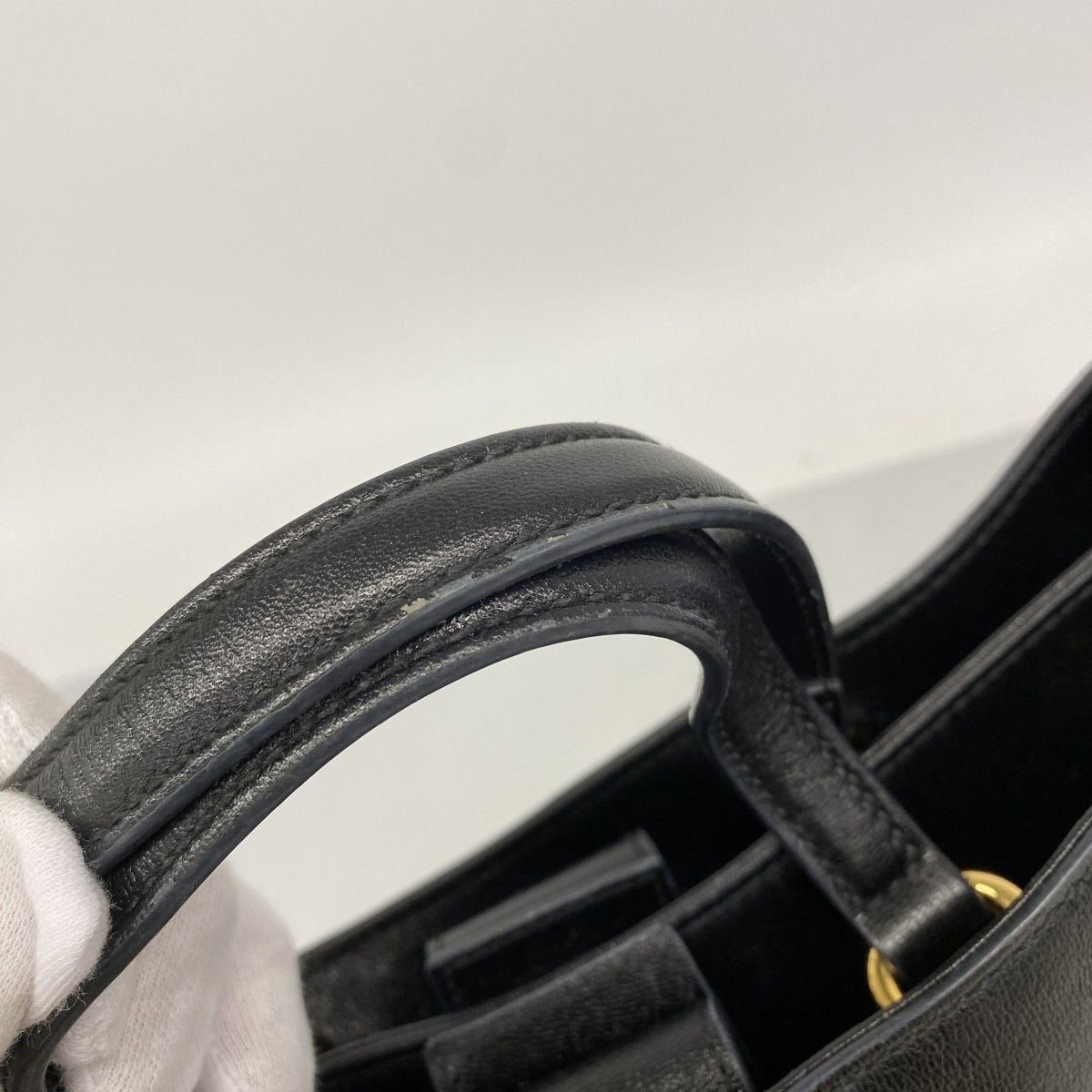 【6ec2011-k】グッチ トートバッグ ホースビット 621144 レザー ブラック ゴールド金具 2wayバッグ【中古】レディース