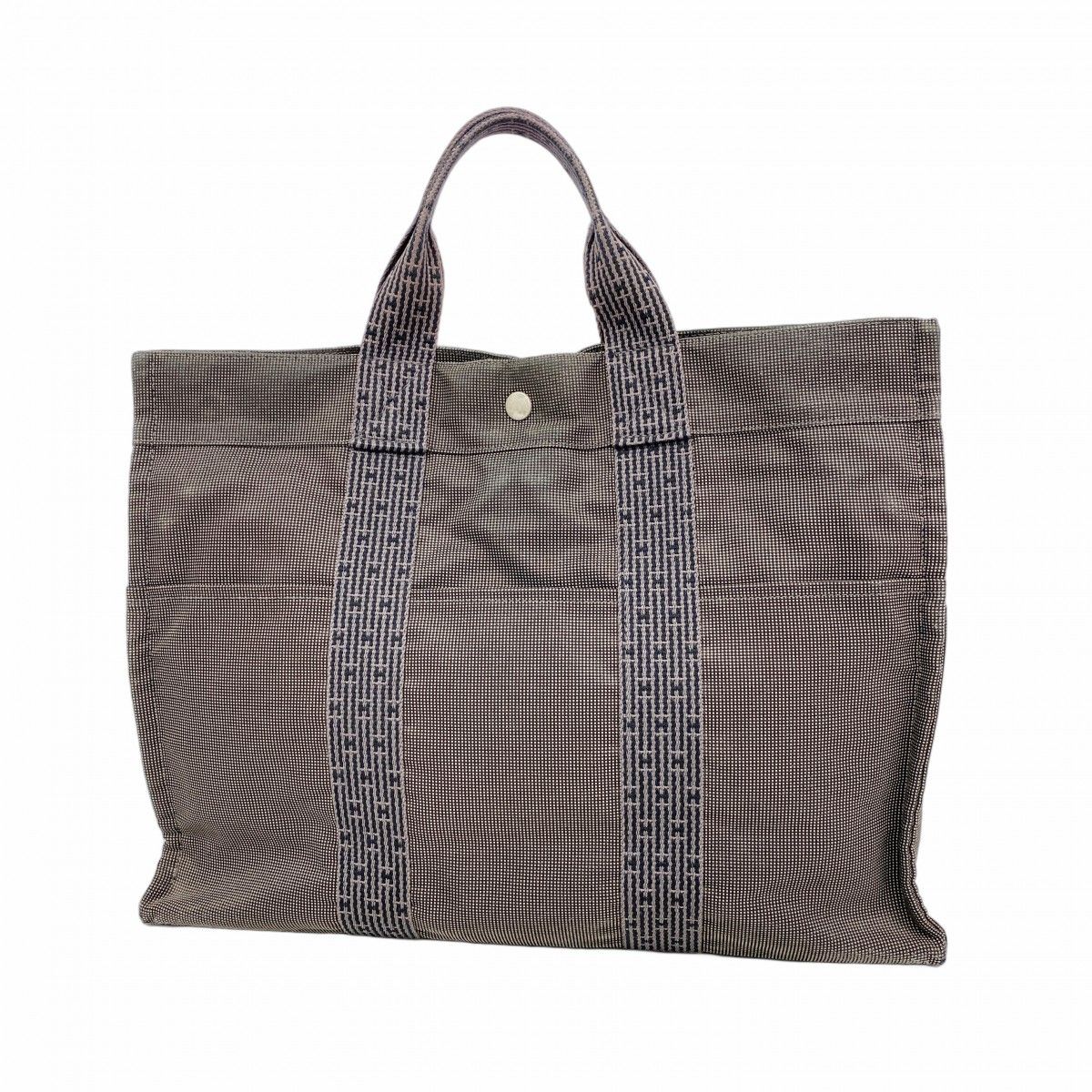 【6ec2031-k】エルメス トートバッグ エールラインMM キャンバス グレー シルバー金具【中古】メンズ レディース ユニセックス