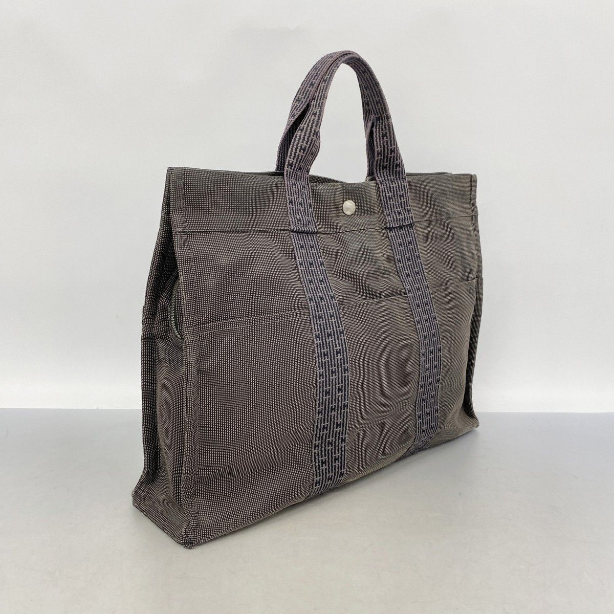 【6ec2031-k】エルメス トートバッグ エールラインMM キャンバス グレー シルバー金具【中古】メンズ レディース ユニセックス