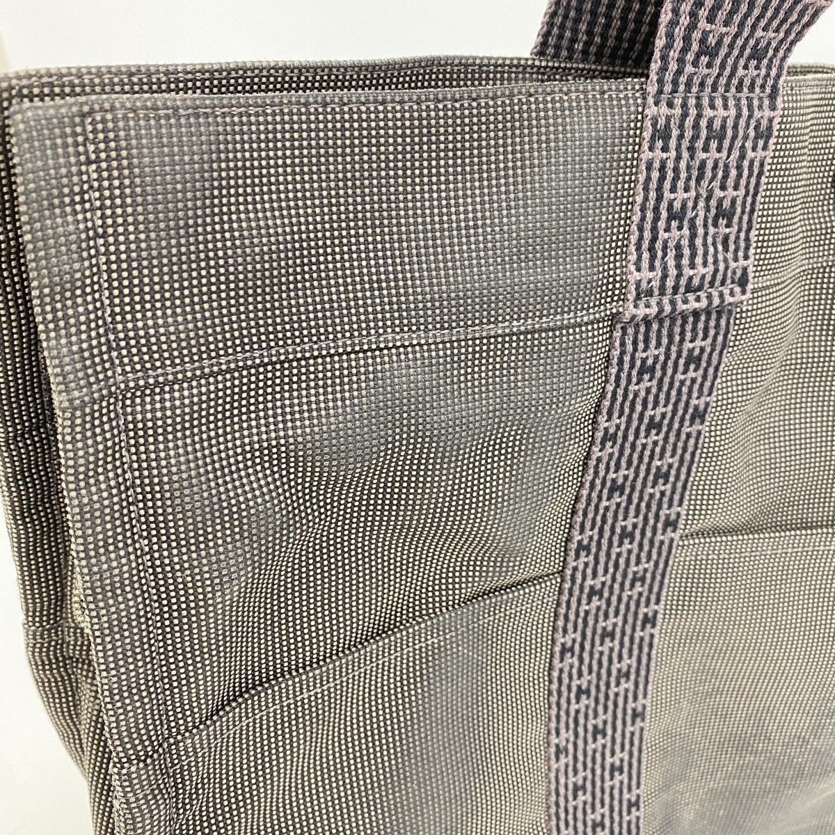 【6ec2031-k】エルメス トートバッグ エールラインMM キャンバス グレー シルバー金具【中古】メンズ レディース ユニセックス