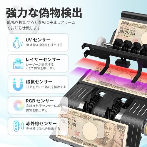 ☆新品☆紙幣カウンター【日本専用・2025新紙幣対応】紙幣計数機 マネーカウンター 偽札検知機能 お札数える機械 日本紙幣 通貨機能 お金数える機械 お札カウンター 多機能 日本語説明書 簡単操作 a8483e68