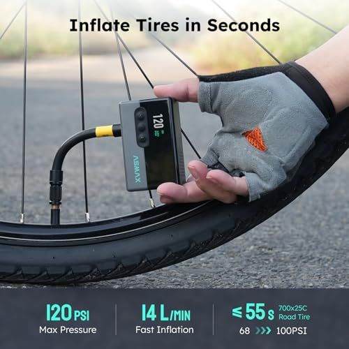 ☆新品☆ASMAX T30 自転車 空気入れ 電動 120PSI 自転車エアポンプ タイヤ空気圧検知 ロードバイク携帯電動ポンプ 小型 コンパクト自動停止 米式/英式/仏式 全バルブ対応 LEDライト付き cbd3496e