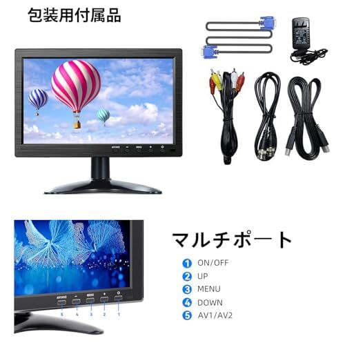 ☆新品☆10.1インチモニター 小型 ディスプレイ 液晶ディスプレイ モニター/HDMI VGA AV BNC USB ポート/ 1024x 600/ 16:9 VESAマウント/スピーカー内蔵/リモコン CCTV防犯カメラ DVR PC ゲ 02930e1b