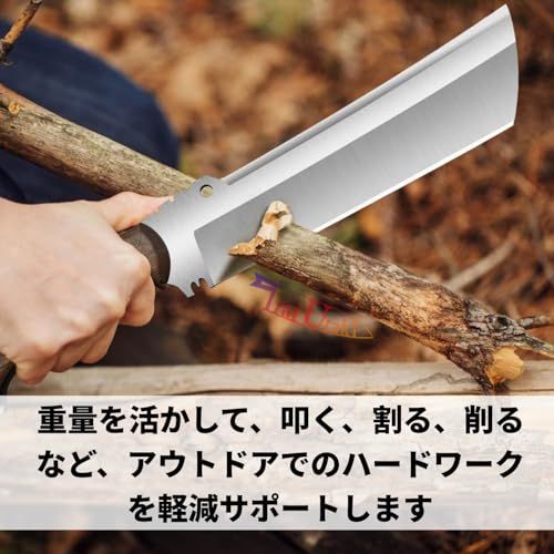 ☆新品☆サバイバルナイフ 手鉈 DC53鋼 フルタング構造 厚刃6ｍｍ アウトドア マチェット ブッシュクラフト 薪割り バトニング 山仕事 狩猟 革鞘付 31c99056