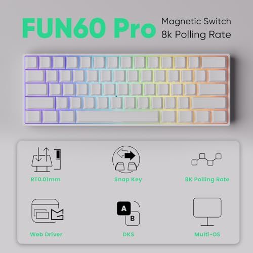 ☆新品☆【国内正規品】MonsGeek(モンスギーク) FUN60 Pro SP 有線モデル HEセンサー 0.01mm ラピッドトリガー対応 磁気スイッチ Akko Glare Magnetic Switch 英語配列 テンキーレス サイド ad099727
