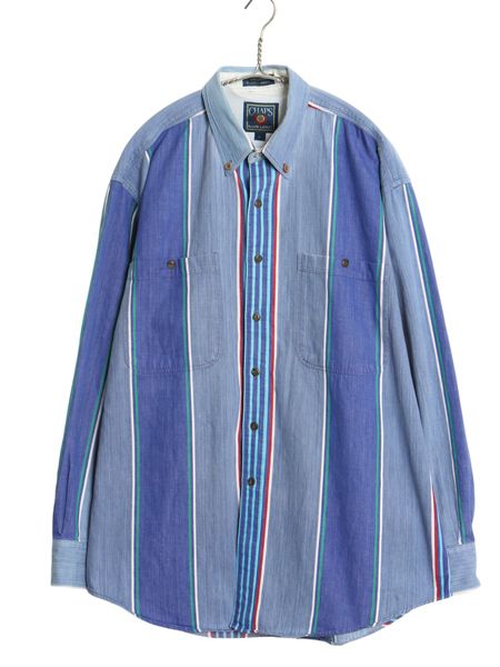 80s チャップス ラルフローレン 長袖 ボタンダウン シャツ メンズ 古着 L ヴィンテージ ポロ コットン マルチカラー ストライプ 長袖シャツ 6,557円