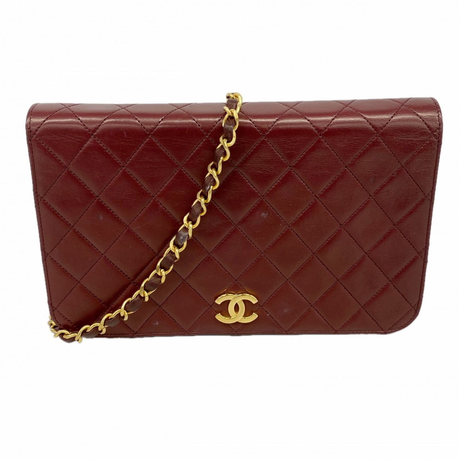 シャネル(Chanel) シャネル ショルダーバッグ マトラッセ チェーンショルダー ラムスキン ボルドー レディース