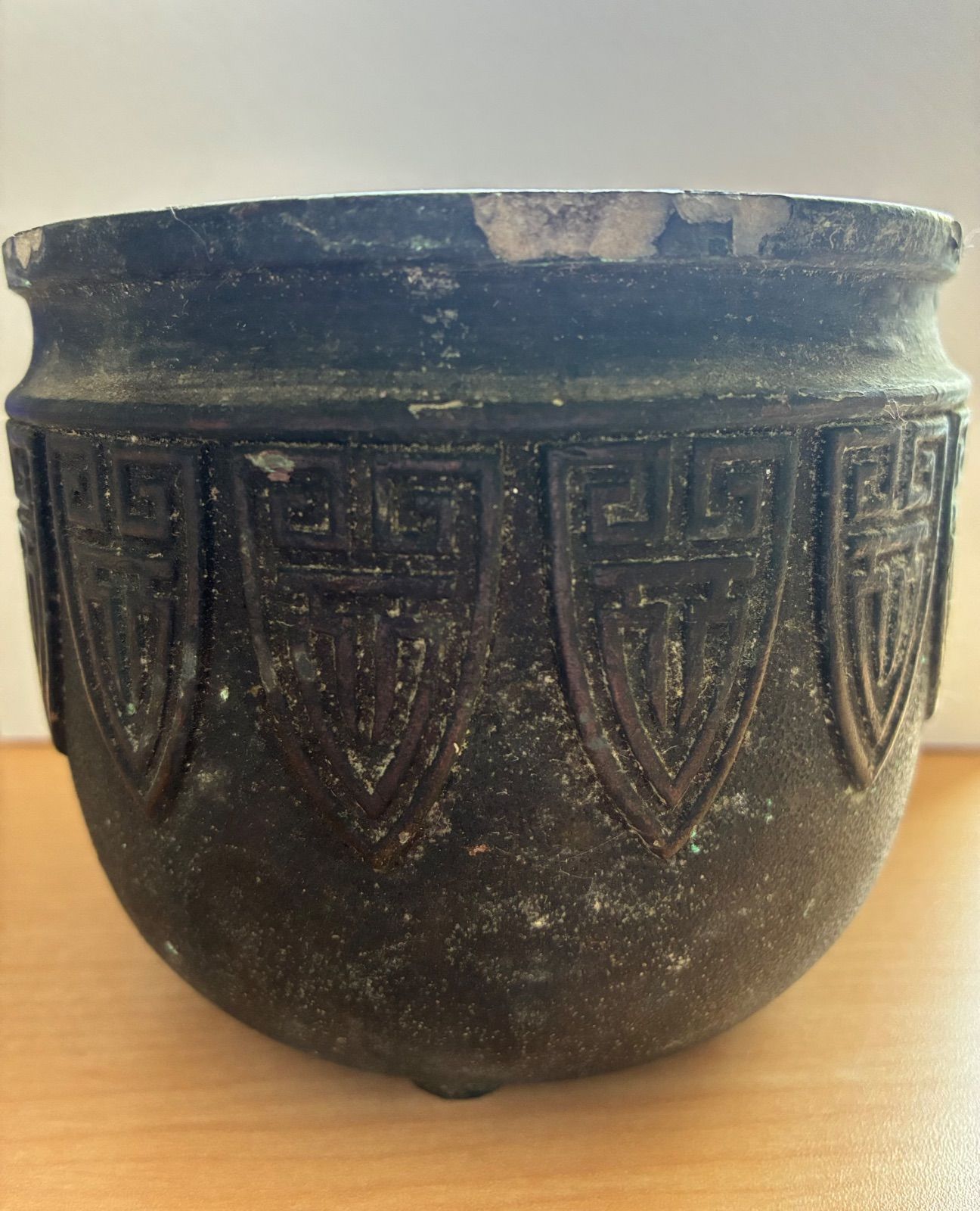 三足火鉢 香炉 蕉葉紋 雷紋 火入 茶道具 中国古玩 古美術 骨董品