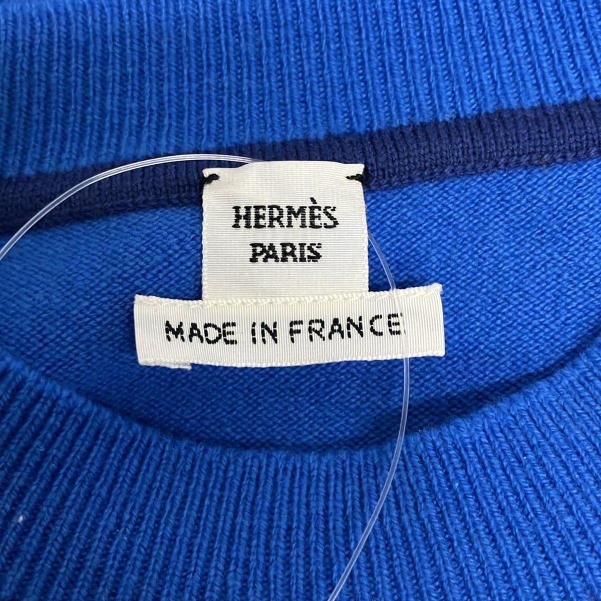 HERMES(エルメス) 半袖セーター サイズ34 S レディース - 2H2833DT ブルー×ネイビー クルーネック/シルク