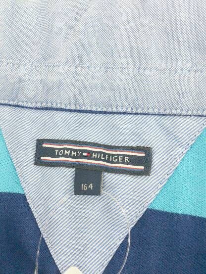 ◇ TOMMY HILFIGER トミーヒルフィガー キッズ 子供服 鹿の子 半袖 ポロシャツ 164 ブルー ネイビー # 【1002797236425】
