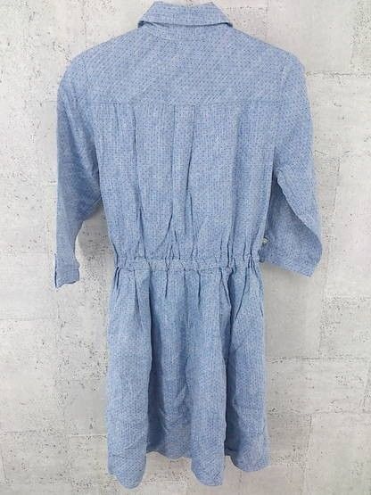 ◇ Simplicite シンプリシテェ 七分袖 膝下丈 ワンピース ブルー * 【1002797046000】