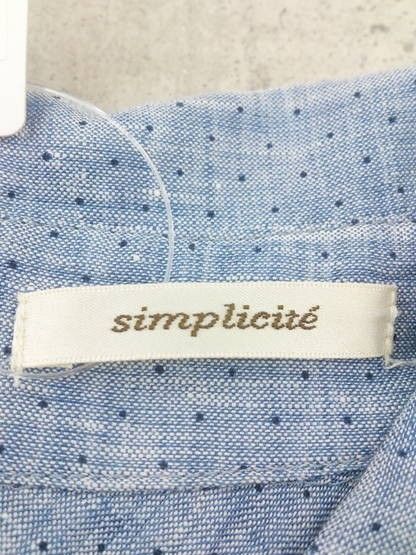 ◇ Simplicite シンプリシテェ 七分袖 膝下丈 ワンピース ブルー * 【1002797046000】