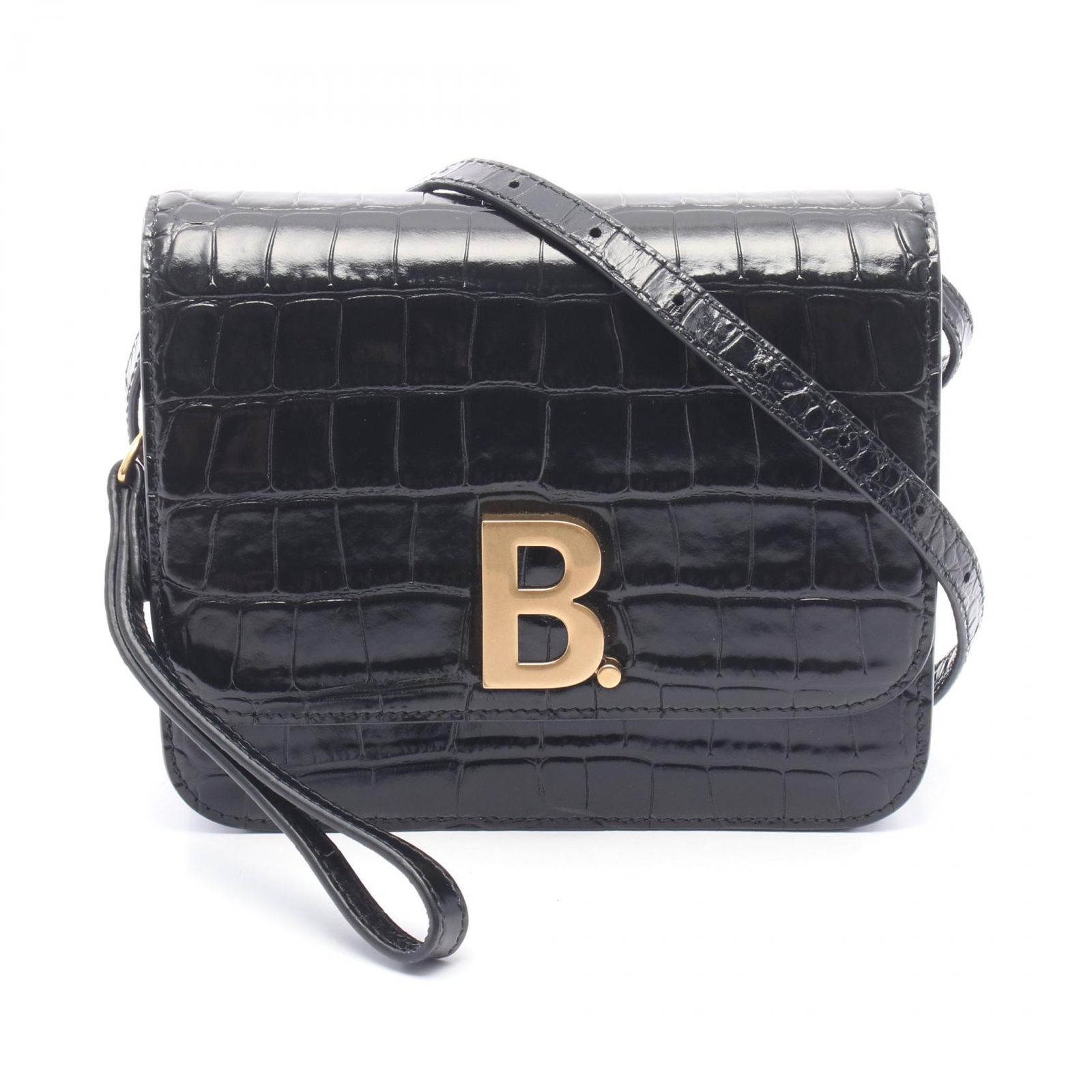 BALENCIAGA バレンシアガ ビードット クロコ型押し ショルダーバッグ