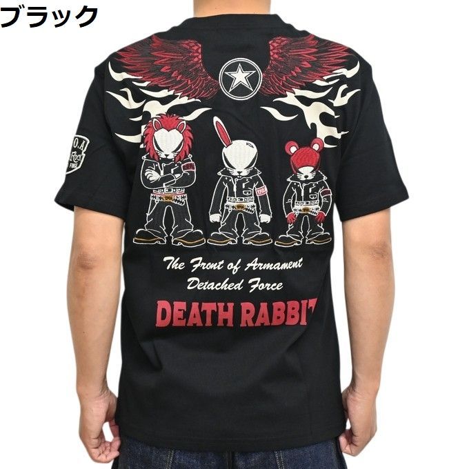 クローズ×WORST CRST-2604 ブラック色 半袖Ｔシャツ 天竺半袖TEE デスラビット T.F.O.A 武装戦線 アメカジ トップス メンズ