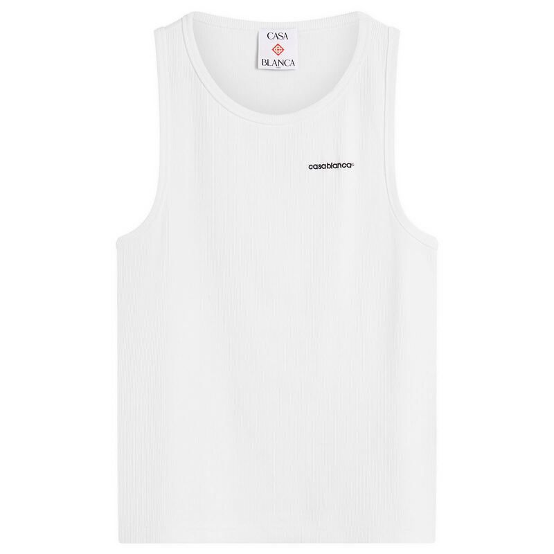 カサブランカ メンズ トップス タンクトップ リブ Casablanca Ribbed Tank Top White ホワイト