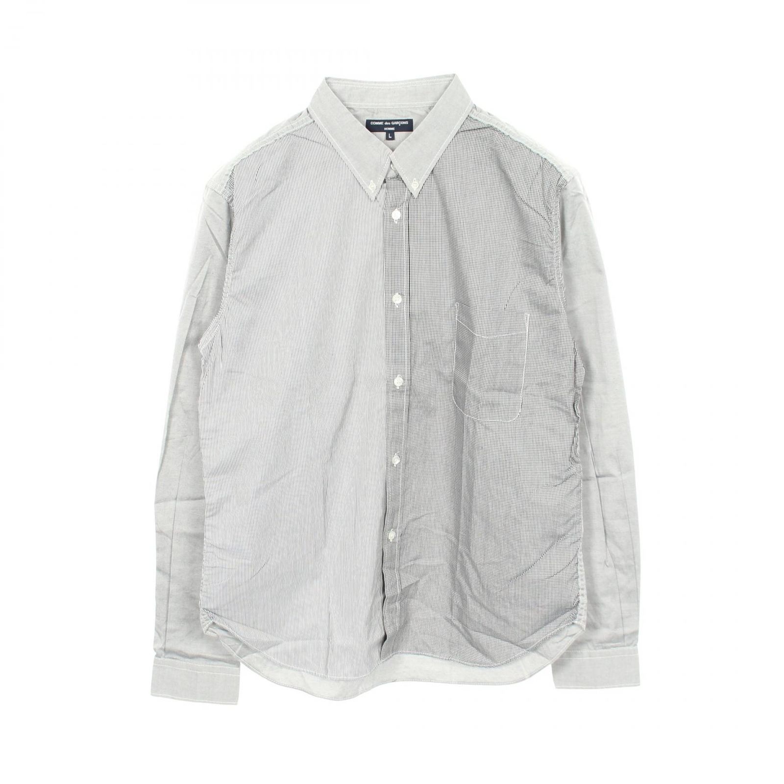 COMME des GARCONS HOMME コムデギャルソンオム チェックストライプ切替 長袖 ボタンダウン その他トップス
