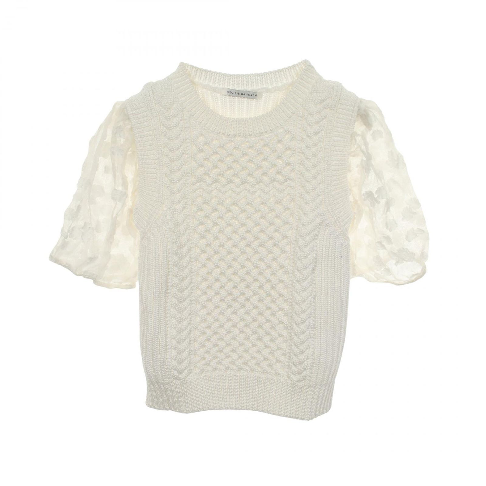 Cecilie Bahnsen セシリーバンセン FAYE TOP レース切替 半袖 ニット