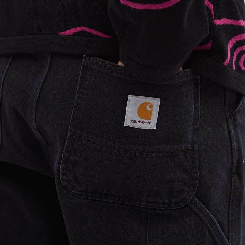 カーハート メンズ ボトムス カジュアルパンツ デニム Carhartt WIP Denim Single Knee Pant Black Stone Washed ブラック