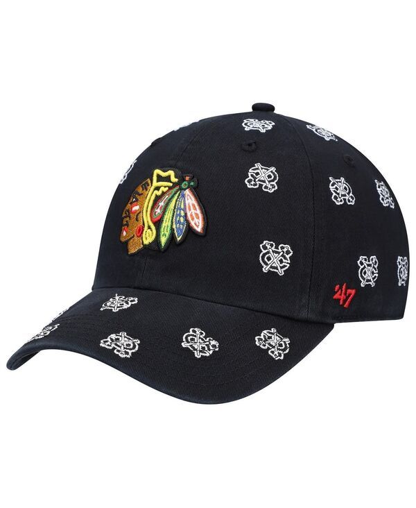 47 ブランド レディース アクセサリー 帽子 47 Brand Womens 47 Black Chicago Blackhawks Confetti Clean Up Adjustable Hat Black ブラック