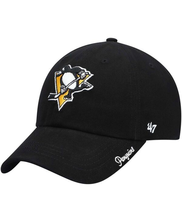 47 ブランド レディース アクセサリー 帽子 47 Brand Womens Black Pittsburgh Penguins Teamiata Clean Up Adjustable Hat Black ブラック