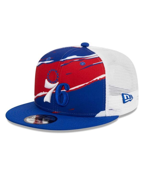 ニューエラ メンズ アクセサリー 帽子 New Era Mens Royal White Philadelphia 76ers Tear Trucker 9FIFTY Adjustable Hat Royal White ホワイト