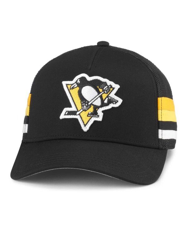 アメリカンニードル メンズ アクセサリー 帽子 American Needle Mens Black Pittsburgh Penguins HotFoot Stripes Trucker Adjustable Hat Black ブラック