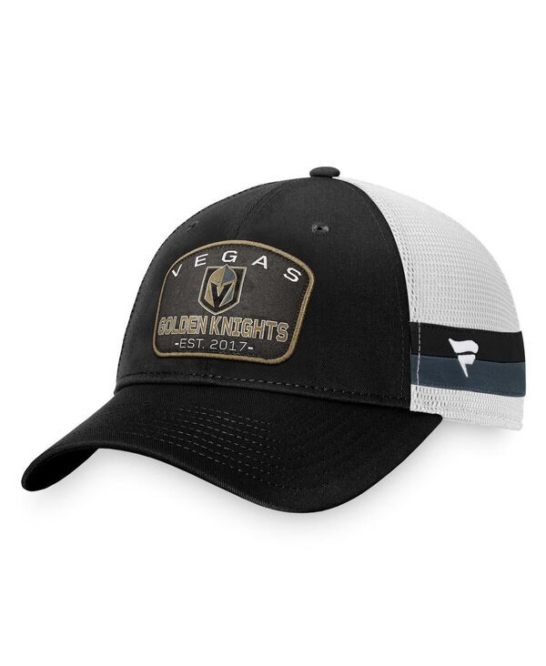 ファナティクス メンズ アクセサリー 帽子 Fanatics Mens Black White Vegas Golden Knights Fundamental Striped Trucker Adjustable Hat Black White ホワイト