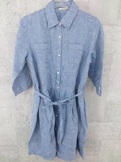 ◇ Simplicite シンプリシテェ 七分袖 膝下丈 ワンピース ブルー * 【1002797046000】