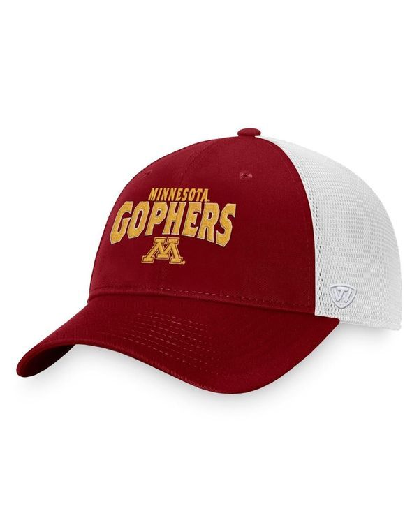 トップオブザワールド メンズ アクセサリー 帽子 Top of the World Mens Maroon White Minnesota Golden Gophers Breakout Trucker Snapback Hat Maroon White ホワ