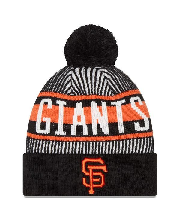 ファナティクス メンズ アクセサリー 帽子 ニット Fanatics Mens Black San Francisco Giants Striped Cuffed Knit Hat with Pom Black ブラック