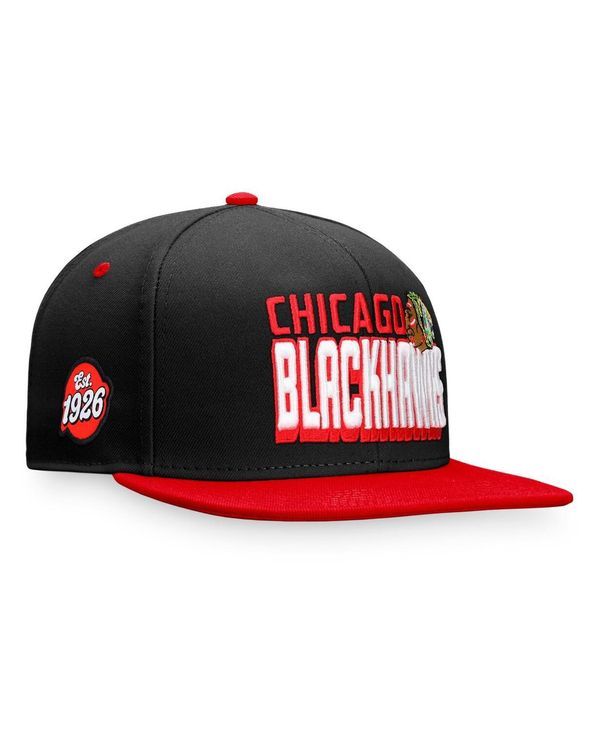 ファナティクス メンズ アクセサリー 帽子 Fanatics Mens Black Red Chicago Blackhawks Heritage Retro TwoTone Snapback Hat Black Red ブラック