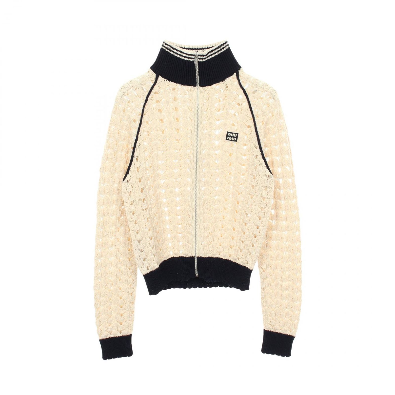Miu Miu ミュウ ミュウ コットンファスナーカーディガン レース カーディガン