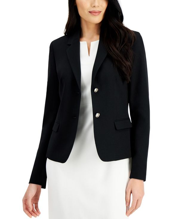 カスパール レディース アウター ジャケット・ブルゾン プチ ブレザー Kasper TwoButton Blazer Regular and Petite Sizes Black ブラック
