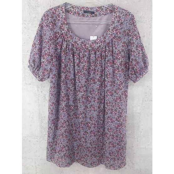 ◇ URBAN RESEARCH ROSSO アーバンリサーチ ロッソ 花柄 半袖 膝丈 ワンピース Ｆ パープル ブラウン オフホワイト * 【1002796875694】
