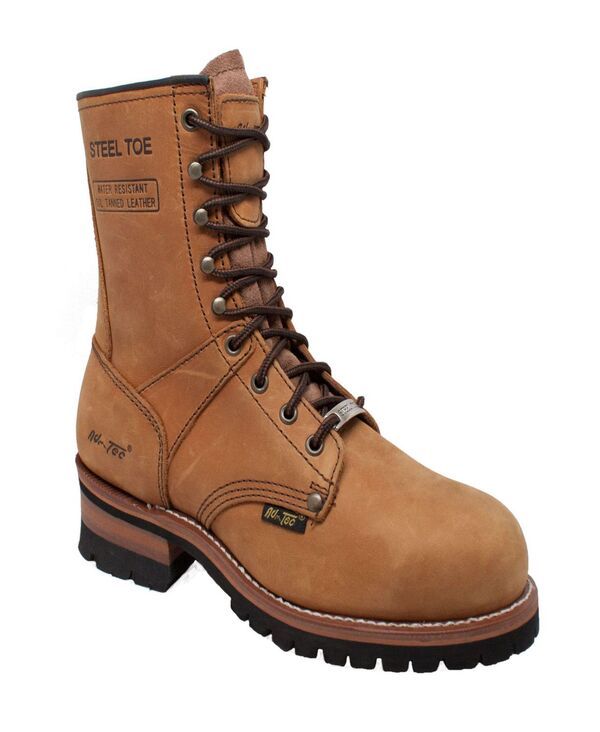 アドテック メンズ シューズ ブーツ・レインブーツ Tシャツ AdTec Mens 9 Steel Toe Logger Boot Brown ブラウン