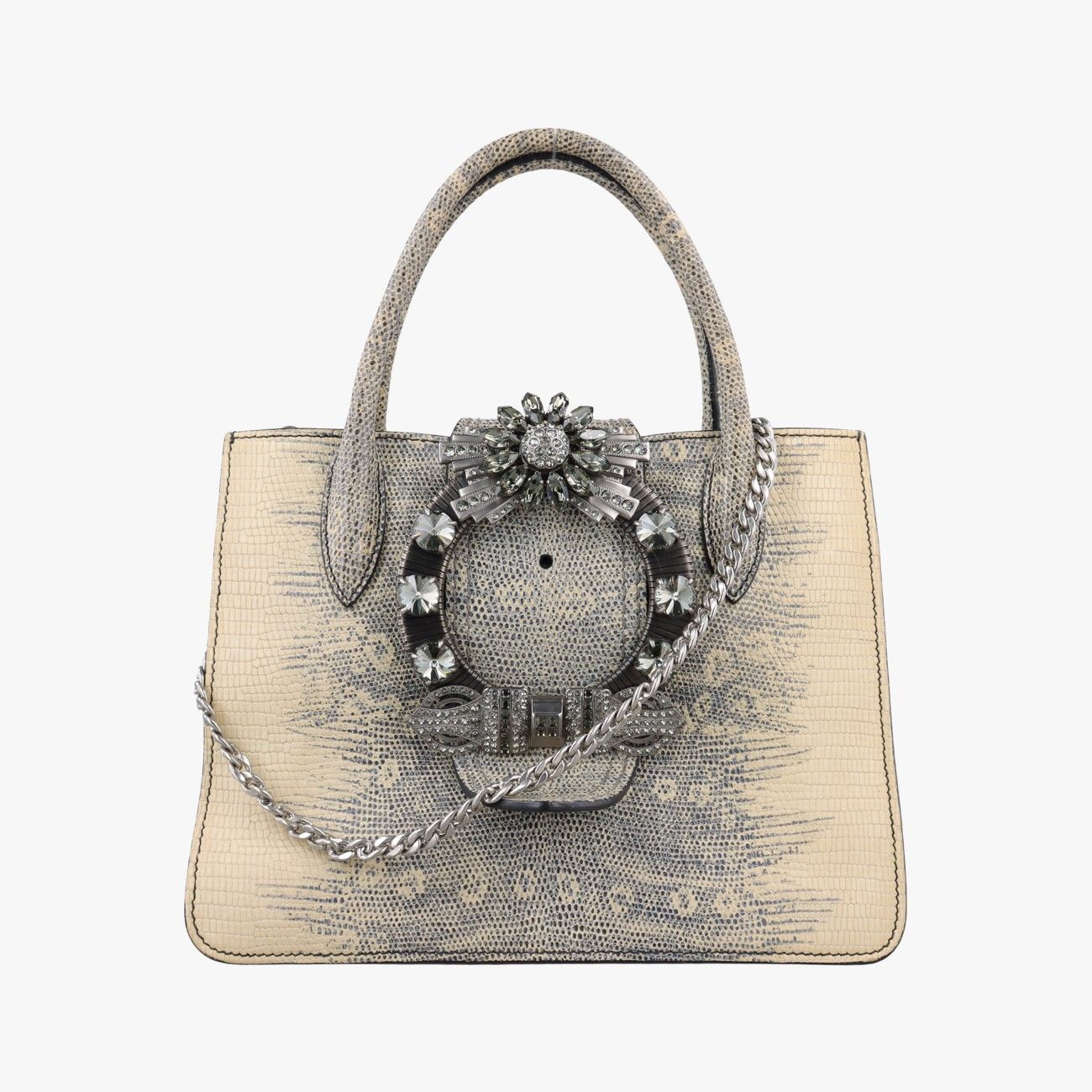 ミュウミュウMiu Miuミュウ レディ ベージュ リザード型押しレザー 5BA044 53