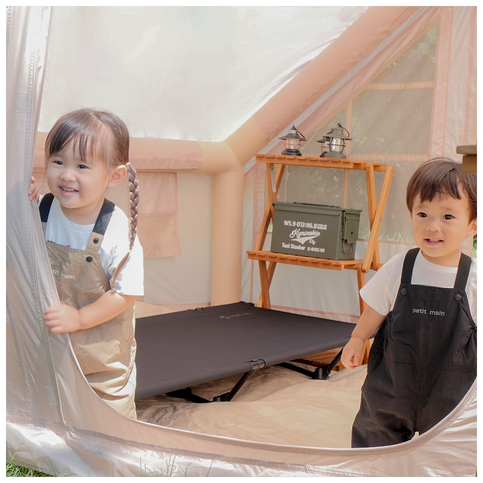 新品・未使用】 エアテント ベージュ ONE STEP テント 4人用 エアー 