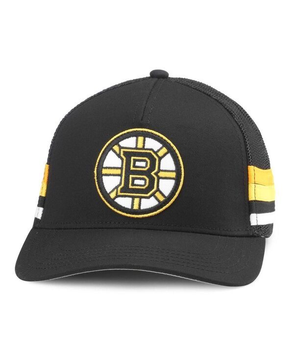 アメリカンニードル メンズ アクセサリー 帽子 American Needle Mens Black Boston Bruins HotFoot Stripes Trucker Adjustable Hat Black ブラック