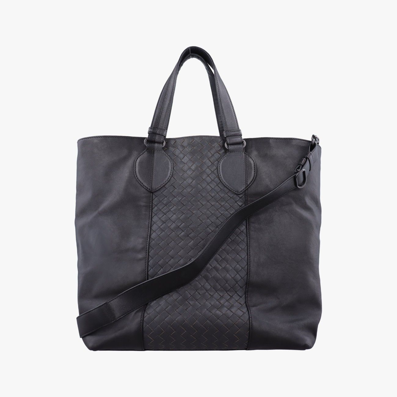 ボッテガヴェネタBottega Venetaイントレチャート ブラック×グレー ラムスキン B03597421Z