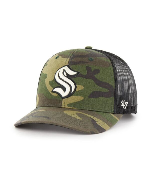 47 ブランド メンズ アクセサリー 帽子 47 Brand Mens Camo Black Seattle Kraken Trucker Snapback Hat Camo Black ブラック