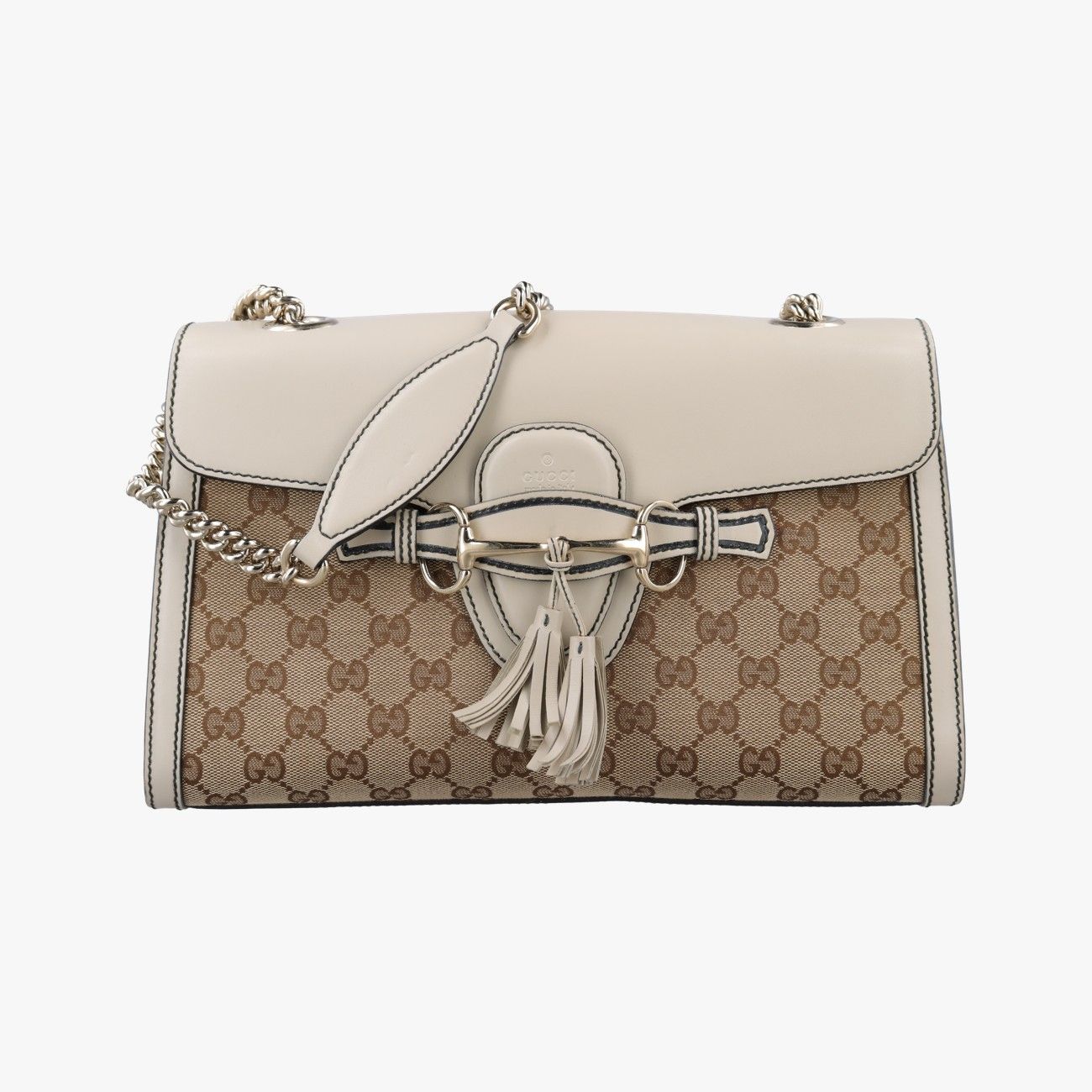 グッチGucciエミリー ベージュ×ホワイト レザー×キャンバス 295402 C013746199