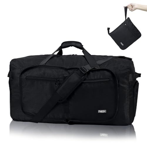 Fmeida ボストンバッグ 大容量 65L【折りたたみ式＆独立シューズ収納】4WAY 超軽量 旅行バッグ キャリーオンバッグ 防水 男女兼用 修学旅行 バッグ スポーツバッグ 大容量 収納 林間学校 出張 (ブラック)as