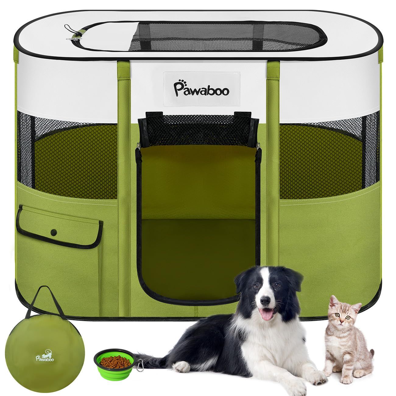 ペットサークル 折りたたみ Pawaboo 犬 室内 ペット ケージ メッシュ 扉付き 犬用 小型犬 組立簡単 防水 長方形 キャットサークル 引き裂けにくい ペットフェンス ファスナー式 出入り便利 犬 屋外サークル 哺乳期 分娩室 動物フレンドルーム as