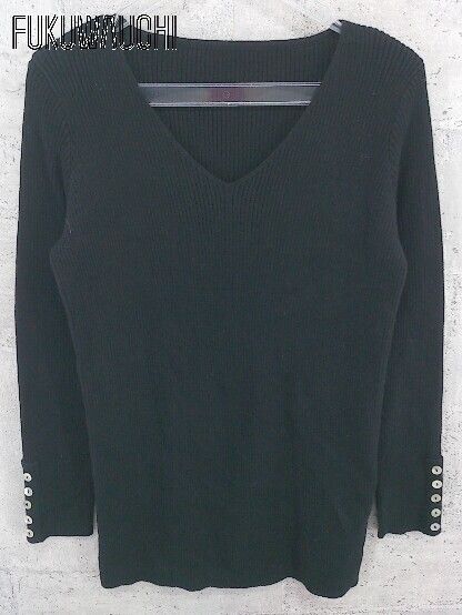 ◇ antiqua アンティカ コットン ニット 長袖 セーター M ブラック レディース 【中古】 【1002798708129】
