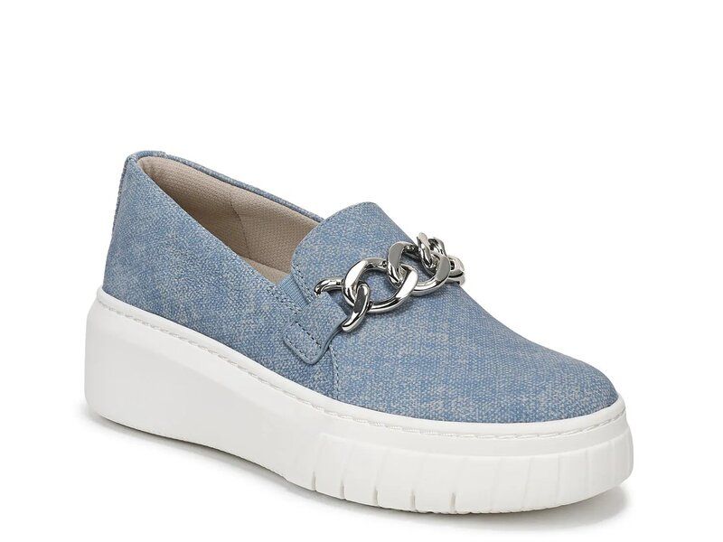 ナチュライザー レディース シューズ スリッポン・ローファー プラットフォーム スニーカー Naturalizer Daphne Platform SlipOn Sneaker Denim Blue Leather デニム